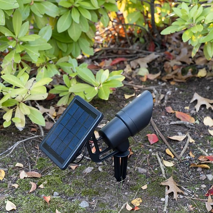 Gama Sonic Tri-Color Progressive Solar LED Spotlight with 100 Lumens Outdoor Black Cast Aluminum 3000K/4000K/5000K with Detachable Solar Panel (103i90090)