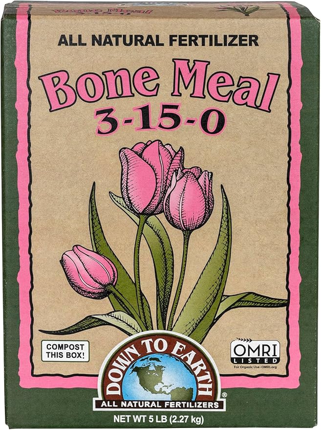 Down To Earth All Natural Fertilizers Organic Bone Meal - High Phosphorus Plant Food for Buds Bulbs Blooms Flowers 3-15-0 5 lb