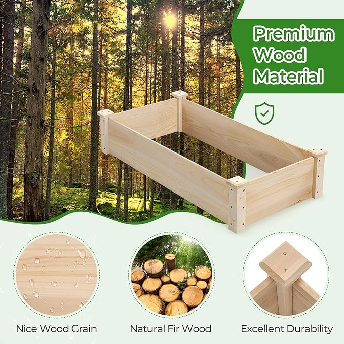 Raised Garden Beds Outdoor Wooden Raised Garden Bed Rectangular Planter Box Flower Bed Raised Bed for Gardening Vegetable &amp Herb