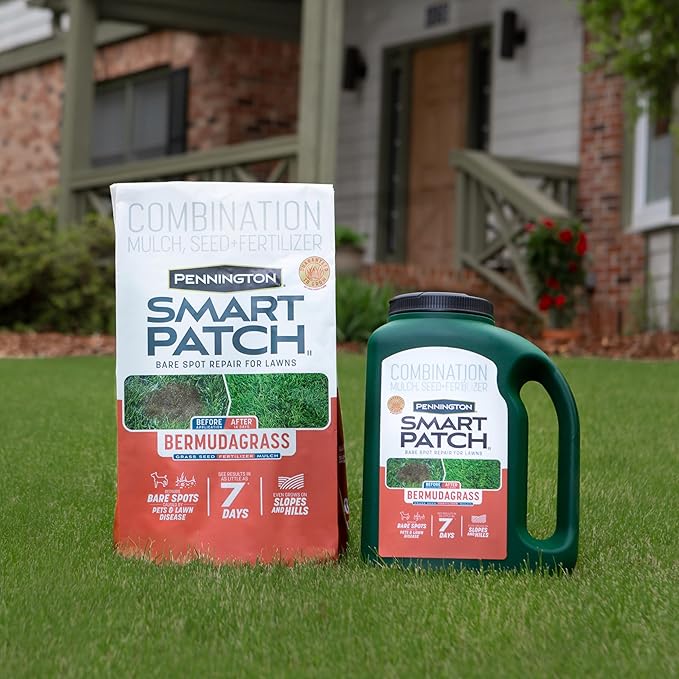 Pennington Smart Patch Bermudagrass 30lb 600 sq. ft. Grass Seed Bare Spot Repair with Mulch and Fertilizer