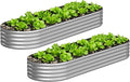 2PCS 8x2x1FT Galvanized Raised Garden Bed KitVegetable Boxes-Oval Metal Flower BoxLarge Planter Raised Beds Outdoor Garden for PlantingFruitHerb-Silver