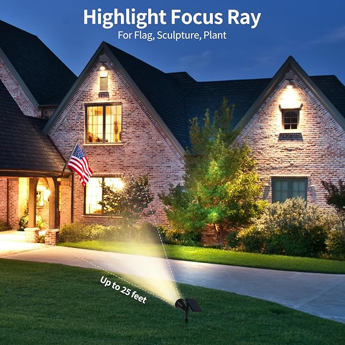 Solar Spot Lights Outdoor Waterproof 18 LED Solar Powered Landscape Lighting Low Voltage Auto On/Off for Garden Yard Tree Flag Wall Pathway 4 Pack