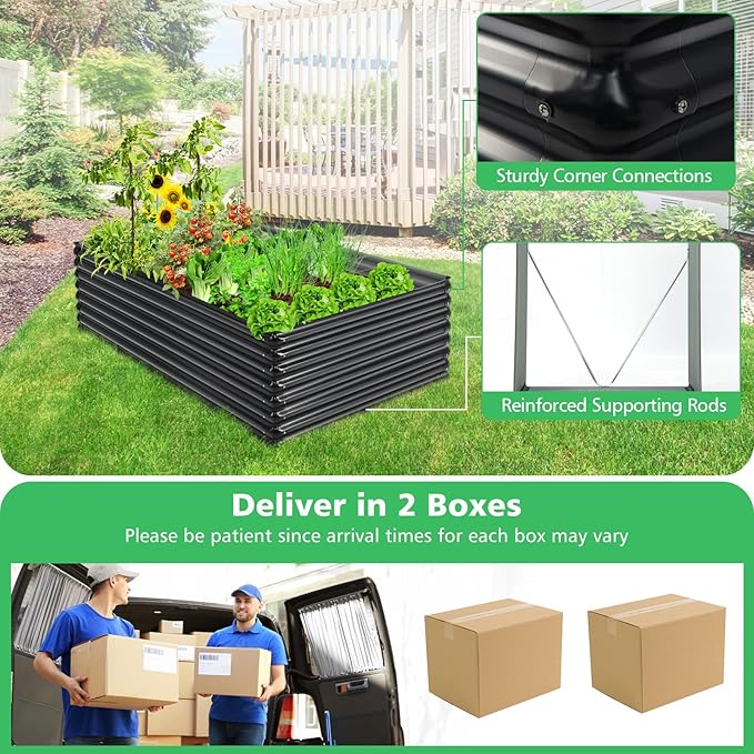 HAPPYGRILL Raised Garden Bed Raised Planter Box &amp Firewood Rack 71 x 20.5 x 43.5 Large Outdoor Galvanized Raised Garden Bed for Vegetable Flower Fruit HerbEasy Assembly
