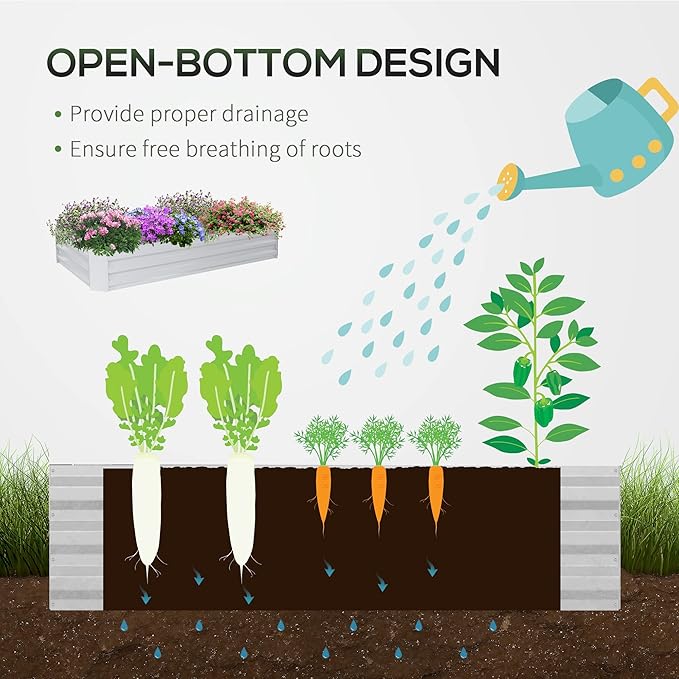 6' x 3' Galvanized Raised Garden Bed with PVC Greenhouse Cover Outdoor Metal Planter Box with 2 Roll Up Windows for Growing Flowers Fruits Vegetables and Herbs Light Gray