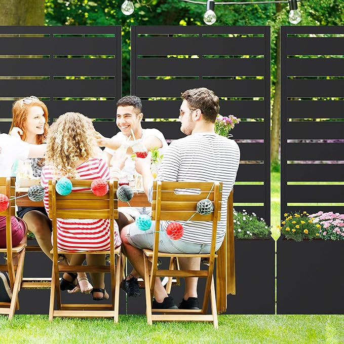 Casaphoria 47x24 Metal Raised Garden Bed with Trellis(2 Pack) Outdoor Planter Box with Wheels &amp Drainage Holes for Climbing Plants Flowers Elevated Garden Kit with Privacy Screen Black-Louve