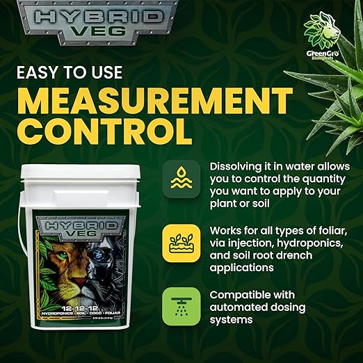 GreenGro Hybrid Veg Water-Soluble Fertilizer for Plants Highly Concentrated Liquid Plant Food for Indoor &amp Outdoor Gardens 12-12-12 2lb
