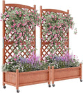 Raised Garden Bed on Wheels Elevated Raised Wood Planter Box with Legs Elevated Garden Bed for Vegetables Standing Garden Container for Backyard Patio (2 Pcs With Wheels and Trellis)