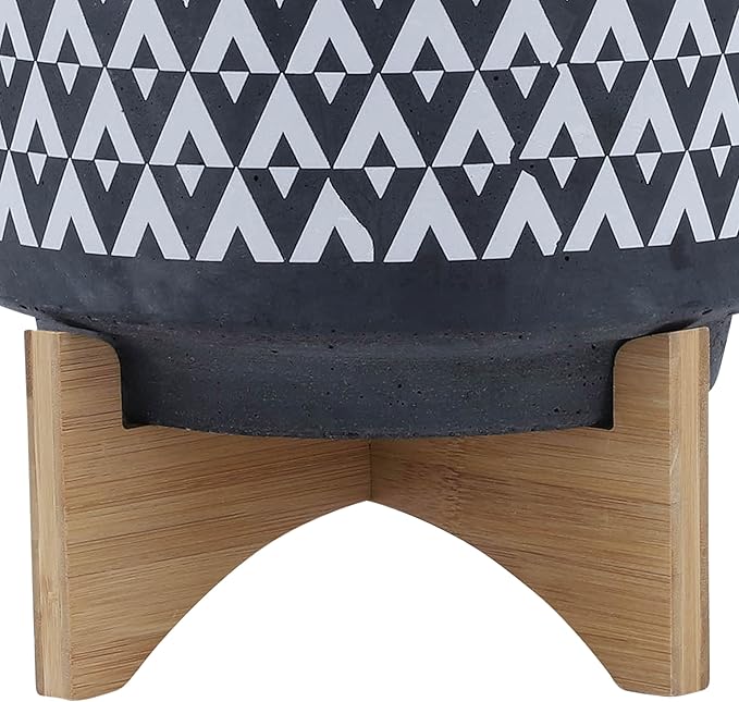 10 Planter ON Wooden Stand Gray