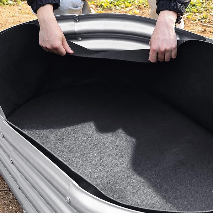 2mm Thick Fabric Garden Grow Bed Bags 4x2x1 Ft Liners Designed For Outdoor Metal Raised Garden Beds 60 Gallon Capacity Oval Large Vegetable Growing Boxes
