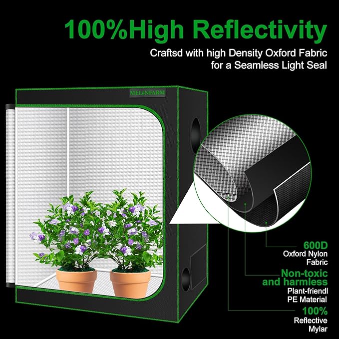 MELONFARM Small Grow Tent for Aerogarden30”x18”x36” Hydroponics Growing System Highly Reflective 600D Diamond Mylar Canvas with Ventilation window and Floor Tray for Hydroponic Indoor Plant Growing