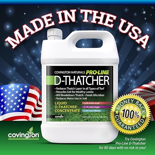 Covington PRO-LINE D-Thatcher Liquid Dethatcher (1 Gal) – Lawn Thatch Remover &amp Soil Softener Grass Clipping Breakdown for Healthy Lawns &amp Gardens – Dethatcher and Aerator Safe for Kids &amp