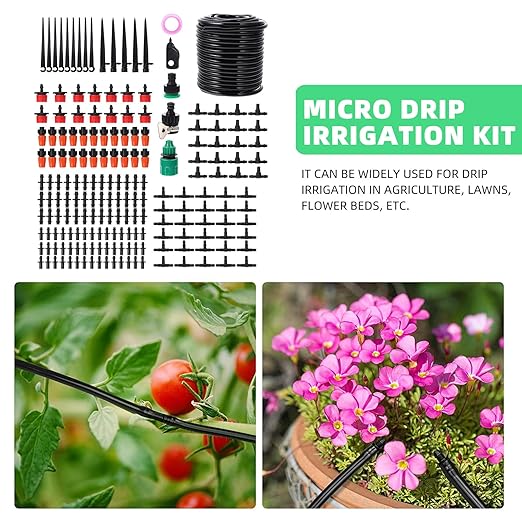 Automatic Drip Irrigation Kit with Micro Drip Emitters for Garden and Outdoor Plants 15m DIY Watering System for Lawn Greenhouse and Patio Irrigation