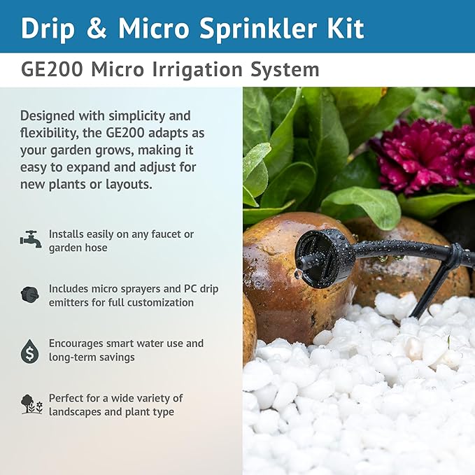 DIG GE200 Drip &amp Micro Sprinkler Kit - Versatile 122-Piece Set for Diverse Gardens Ideal for Efficient Watering