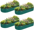 4 Pack 8x3x1.5FT Galvanized Raised Garden Bed Kit Oval Metal Ground Planter Box Outdoor Bottomless Planter Raised Beds for Vegetables Flowers Herbs Fruits Green