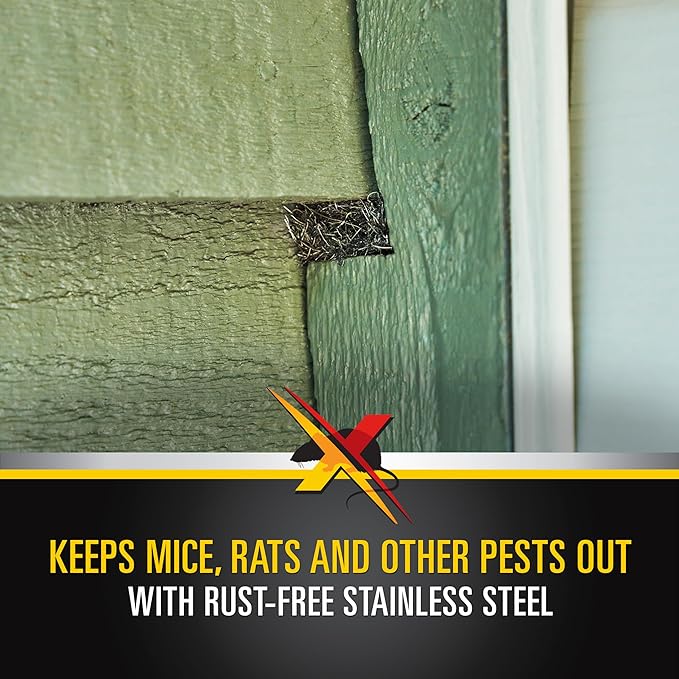 Xcluder Rodent Control Fill Fabric Large DIY Kit with Inspection and Fit Tool Stainless Steel Wool Stops Rats and Mice