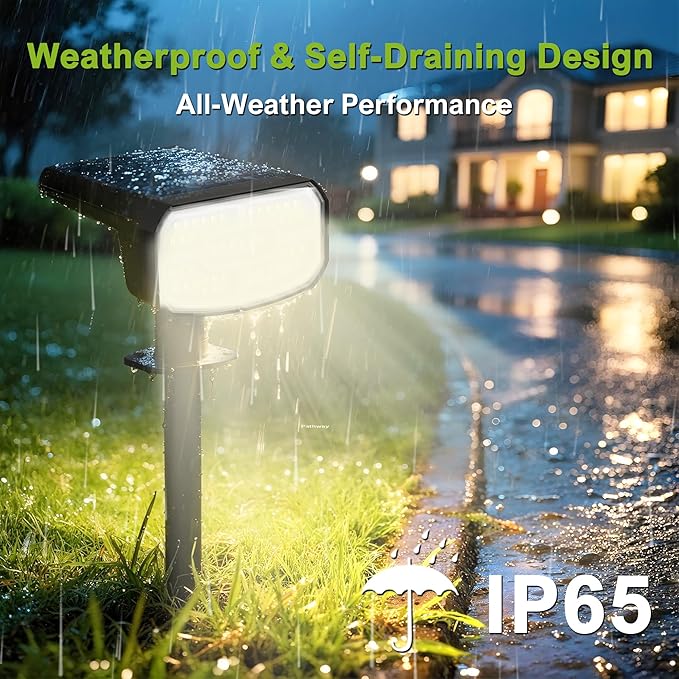 DAMINY Solar Spotlights Waterproof IP65Auto On/Off3000K 2 Lighting Modes Solar spot Lights for GardenPathwayYardLandscape-4 Pack