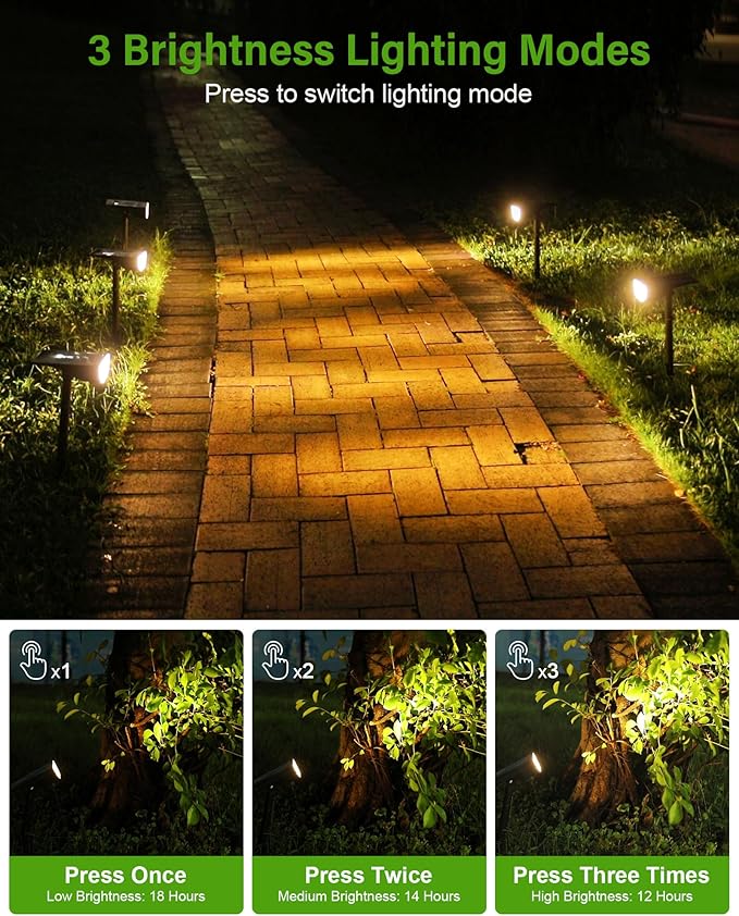 Solar Spot Lights Outdoor Solar Lights Outdoor Waterproof IP65 3 Brightness Modes Dusk to Dawn Landscape Spotlights for Yard Garden Pathway Tree Decoration Warm White 5 Pack