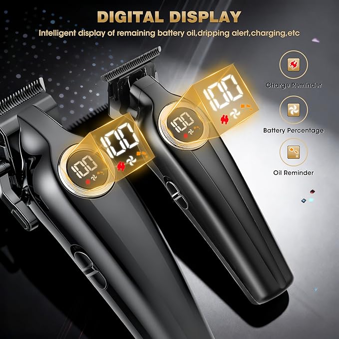 Karrte Professional Hair Clippers for MenBarber Clippers and Trimmers SetElectric Cordless Beards Trimmer with LED DisplayBarber Kit and Grooming Set Christmas Gift for Men
