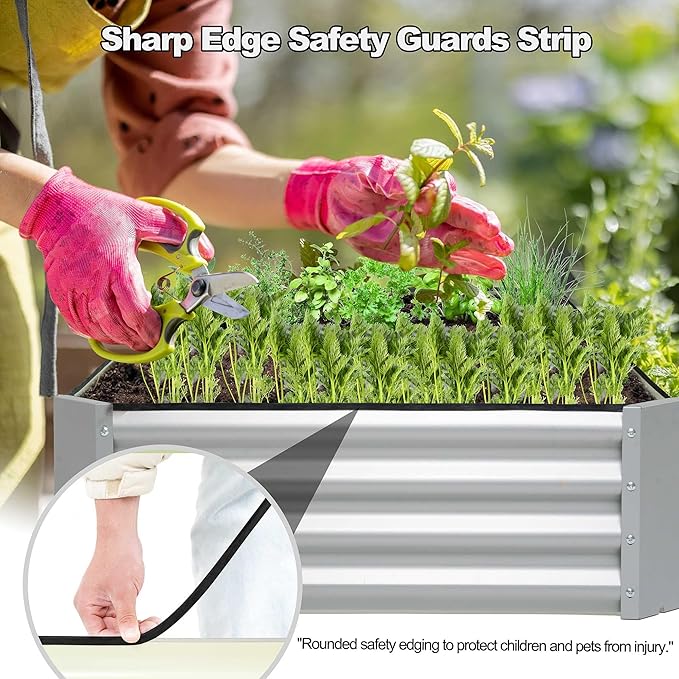 porayhut 6'x3' Raised Garden Bed Kit Easy Set-up Planter Box for Vegetable FruitMetal Galvanized Large Size Raised Bed