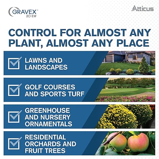 Atticus Gravex 20EW Fungicide (16 oz) - Myclobutanil 19.7% - Systemic Fungus Control for Lawns Landscapes &amp Greenhouses - Brown Patch Anthracnose Powdery Mildew Scab Rust Red Thread Black
