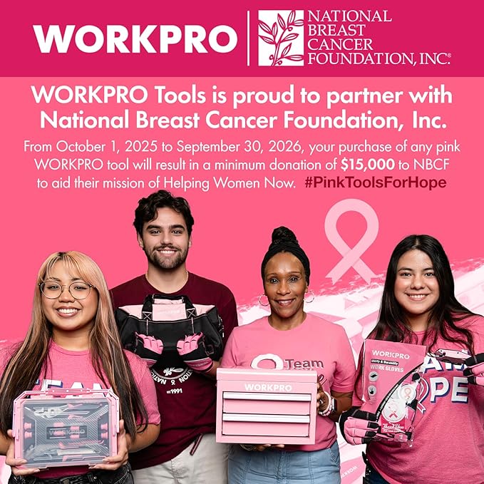 WORKPRO 8-Piece Pink Garden Tool Set Stainless Steel Gardening Tools with Wood Handle Including Garden Tote Gloves Trowel Hand Weeder Cultivator and More Gardening Gifts For Women - Pink Ribbon