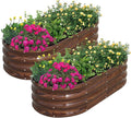 SnugNiture Galvanized Raised Garden Bed Outdoor 2 Pcs 4x2x1ft Oval Metal Planter Box for Planting Plants Vegetables Brown