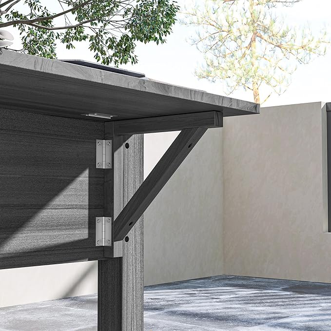 Outsunny Raised Garden Bed Wood Elevated Planter Box with Side Table Bottom Shelf Outdoor Raised Planter with Bed Liners Drainage Holes for Vegetable Flower 81.5 x 23 x 31 in Gray