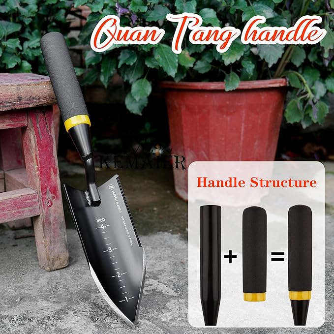 Garden Tool Set - Featuring a Heavy-Duty Stainless Steel Hand Cultivator Transplant Shovel Trowel Crack Weeder and Dandelion Weeder - The Ultimate Unbreakable Gardening Gift