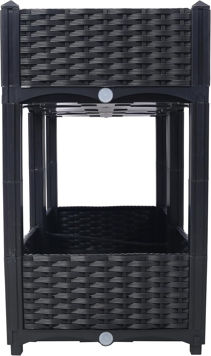 Planter Raised Beds Elevated Drainage Plug Raised for VegetableFlowerHerb Outdoor Standing Planter Beds Gardening KitBlack31.5x15.7x27.7 UQ716