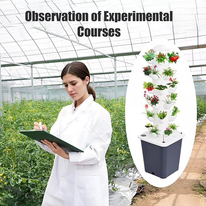 Hydroponics Growing System Kit 30 Plant Vertical Hydroponic Tower with Silent Water Pump Adapter and Timer for Indoor Herbs Fruits and Vegetables Growing