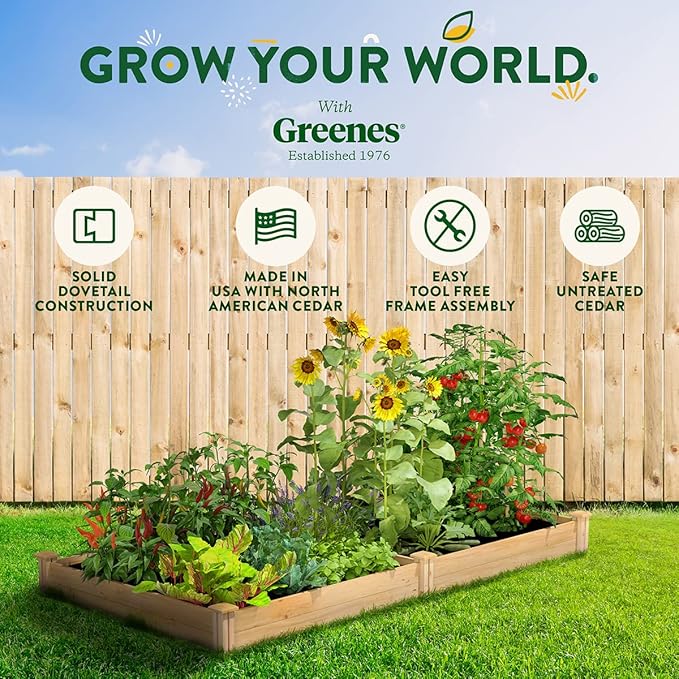 Greenes Fence Premium Cedar Raised Garden Bed 4' x 8' x 7 (3/4 Thick) (2-Pack) - Made in USA with North American Cedar