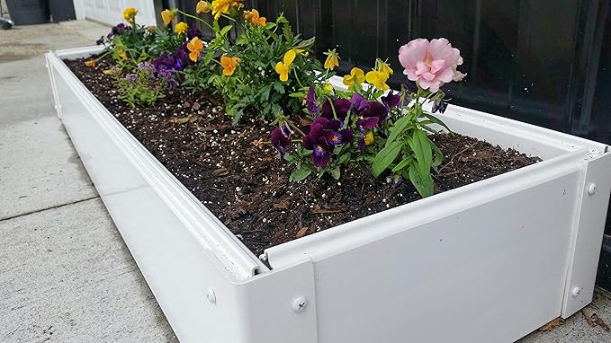 1 x 4 Stack-able White Vinyl Raised Garden Bed