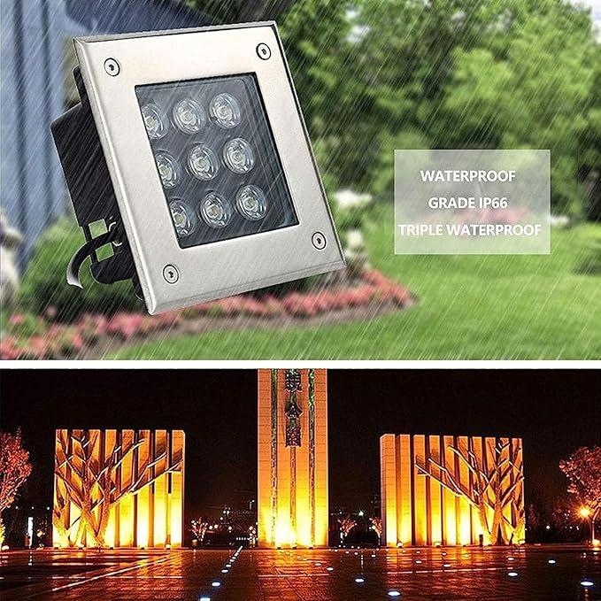 Outdoor Recessed Spotlight - AC85-265V Ground LED Land Scape Light Square IP67 Waterproof Buried Lights LED Spotlight Outdoor Floor Lamp Sidewalk Lighting Landscape(Green Light5W)