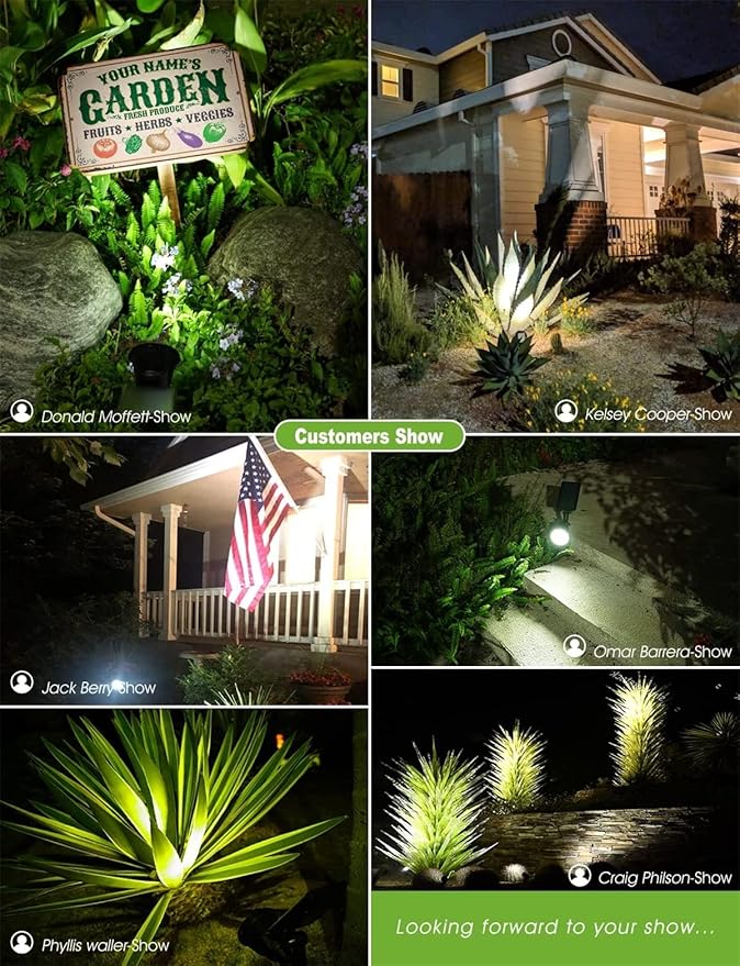 Solar Spot Lights Outdoor2.5W Solar Panel and Bright 2 in 1 Waterproof Solar Powered Landscape Spotlights Wall Light for Garden Patio Yard Flag Pole PoolWarm Light6 pcs (White Light 6 pcs)