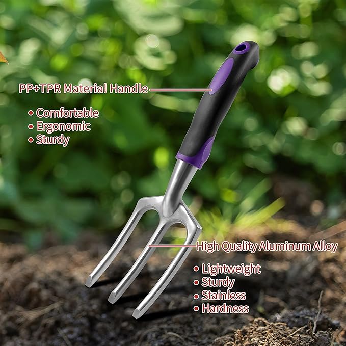Gardening Tools – 42 Piece Premium Gardening Tool SetHeavy Duty Hand Tools with Fashion Garden Tools Organizer HandbagRust-Proof Gardening Tool Kit Ideal Gardening Gifts for Women((Purple Floral)