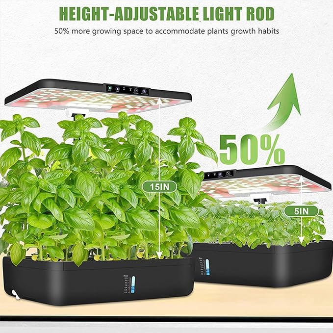 Aeroponic Tower Garden System Hydroponics Growing System with LED Grow Light Hydroponics Tower for Vegetable Fruit Healthy Fresh Herbs Vegetables(Black144cm/56.9in)