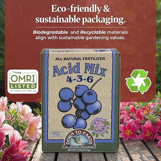 Down to Earth Organic Acid Mix 4-3-6 &amp Fruit Tree Fertilizer 6-2-4 Bundle | Nourishes Acid-Loving Plants &amp Fruit Trees | Organic Ingredients for Healthy Growth &amp Abundant Harvests | 5 LB E