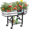 Raised Garden Bed with Legs and Heavy Duty Wheels Self-Watering Planter Box Easy-Install Foldable Stand Galvanized Metal Elevated Wicking Bed with Liner for Indoor Outdoor Gardening