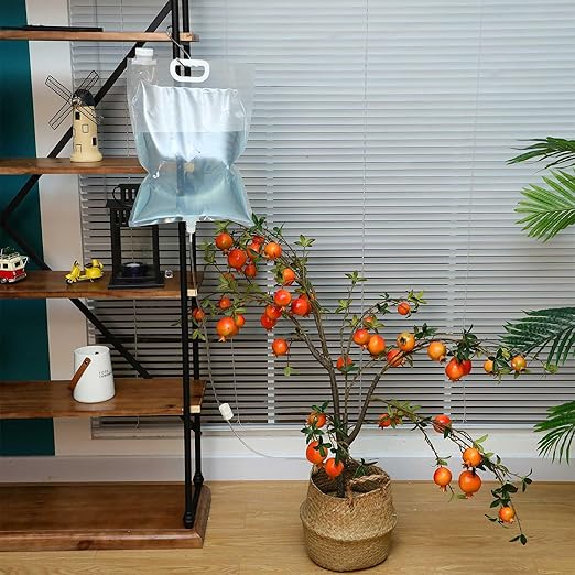 4 Pcs 6.5 L Extra Large Plant Drip Irrigation Bag Automatic Watering Bags Self Automatic Watering System Drip Irrigation Device with Adjustable Valve Switch for Gardening Flower Outdoor Clear