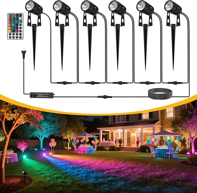 LOHAS RGBW Dusk to Dawn Low Voltage Outdoor In Ground Lights &amp RGB Dusk to Dawn Low Voltage Spotlight