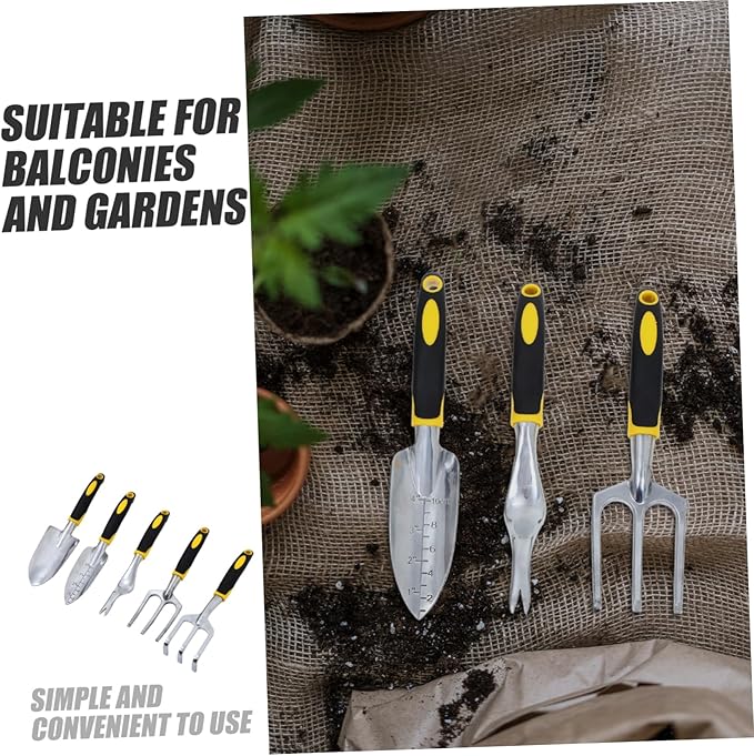 Happyyami 1set Garden Tool Set Heavy Duty Gardening Hand Tools Including Hand Shovel Tilling Rake and Spading Fork for Indoor and Outdoor Gardening Tasks