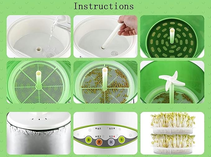 Electric Germination Box Multi-Function Seed Sprouts Incubator Home Kitchen Bean Watering Machine