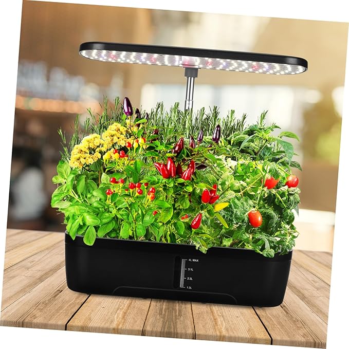 Mipcase 1set Indoor Hydroponics Growing System Kit with Led Grow Light Smart Vegetable Planter for Indoor Gardening Soil Planting Space-Saving Design