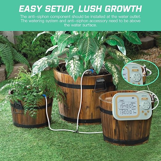 Automatic Plant Waterer Self Watering System Indoor for 15 Potted Plants Pack of 2 Auto Drip Irrigation Kit Programmable Water Timer w Smart Humidity Detection Green