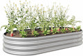 Raised Garden Beds Outdoor Oval Large Galvanized Metal Planter Box with Kit Above Ground Garden Bed for Vegetables Fruits and Flowers (Silver 6×3×1)