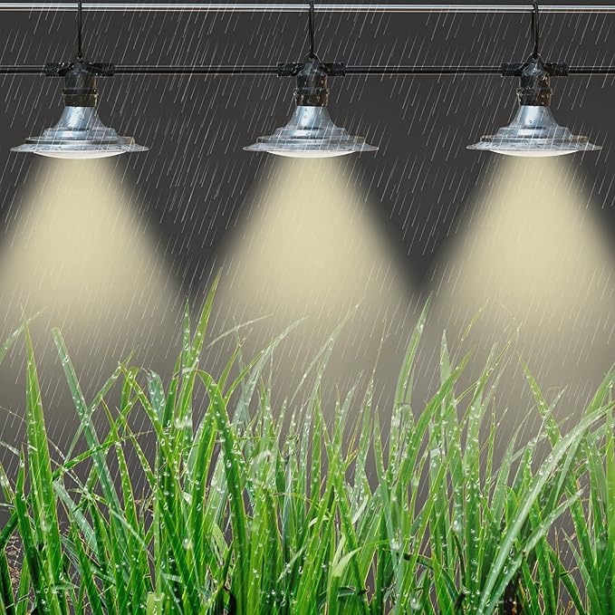 Espird Outdoor LED Grow Lights for Greenhouse 12-Light Waterproof String Grow Light Full Spectrum LED Plant Grow Light Lamp Waterproof Greenhouse Grow Lights for Seedling Veg Flower