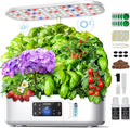 Ahopegarden Hydroponics Growing System Kit Indoor Herb Garden with Grow Light 12 Pods with LCD Touch Panel Hydroponic Planter Planting Height Up to 17 Grower Harvest Fresh Veggie Lettuce White