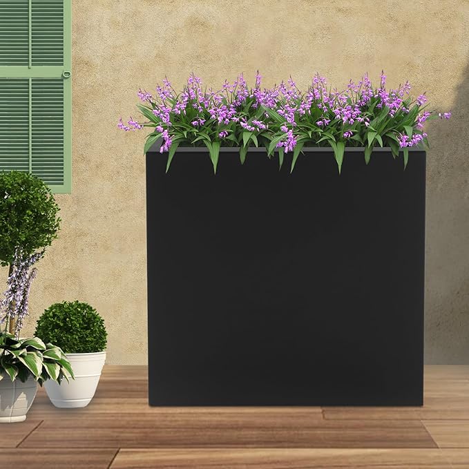 Metal Raised Garden Bed 20.5 * 10 * 22in Steel Rectangular Planter Flower Box for Indoor Outdoor Balconies Gardens Decks Patios Decks Front Porches (Black)