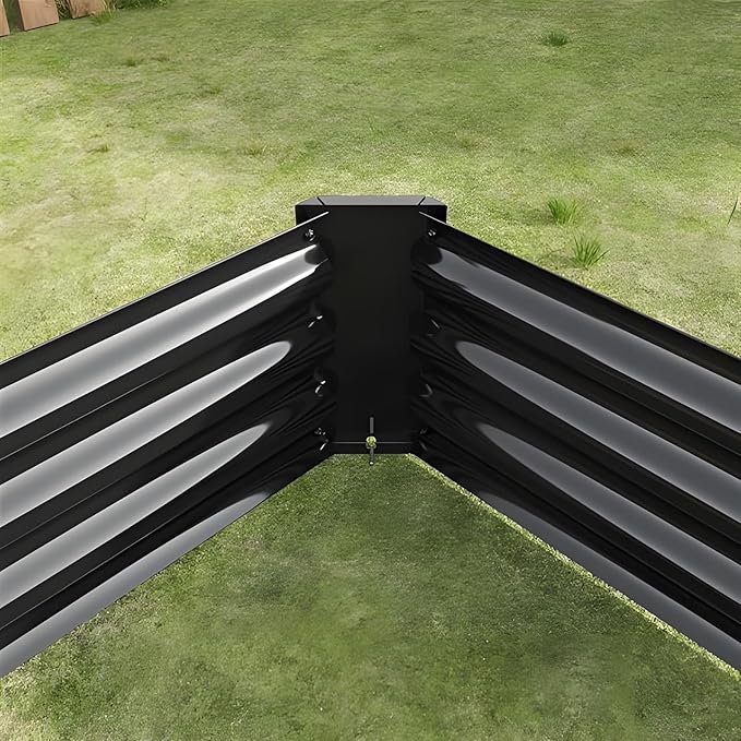 LANOVAGEAR Raised Garden Bed Kit - Metal Raised Bed Garden 7.6x3.7x0.98ft for Flower Planters Vegetables Herb (Black)