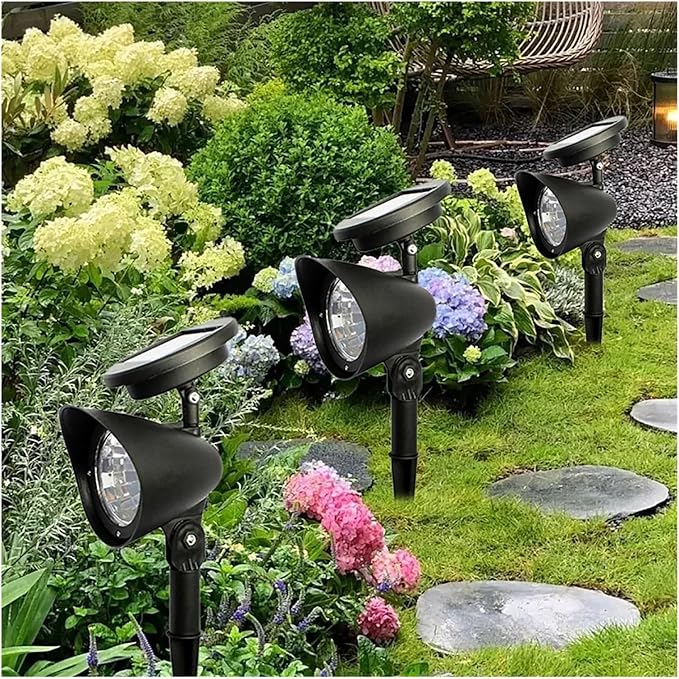 4LED Solar Lawn Lights Outdoor Landscape Spotlights Ip65 Waterproof Upgraded Solar Powered Garden Lamp(White Light)
